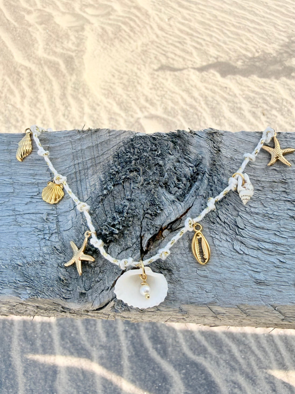 White Coastal Rope Charm Necklace