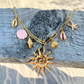 Sun Spiral Charm Necklace with Pink
