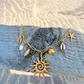 Sun Spiral Charm Necklace with White