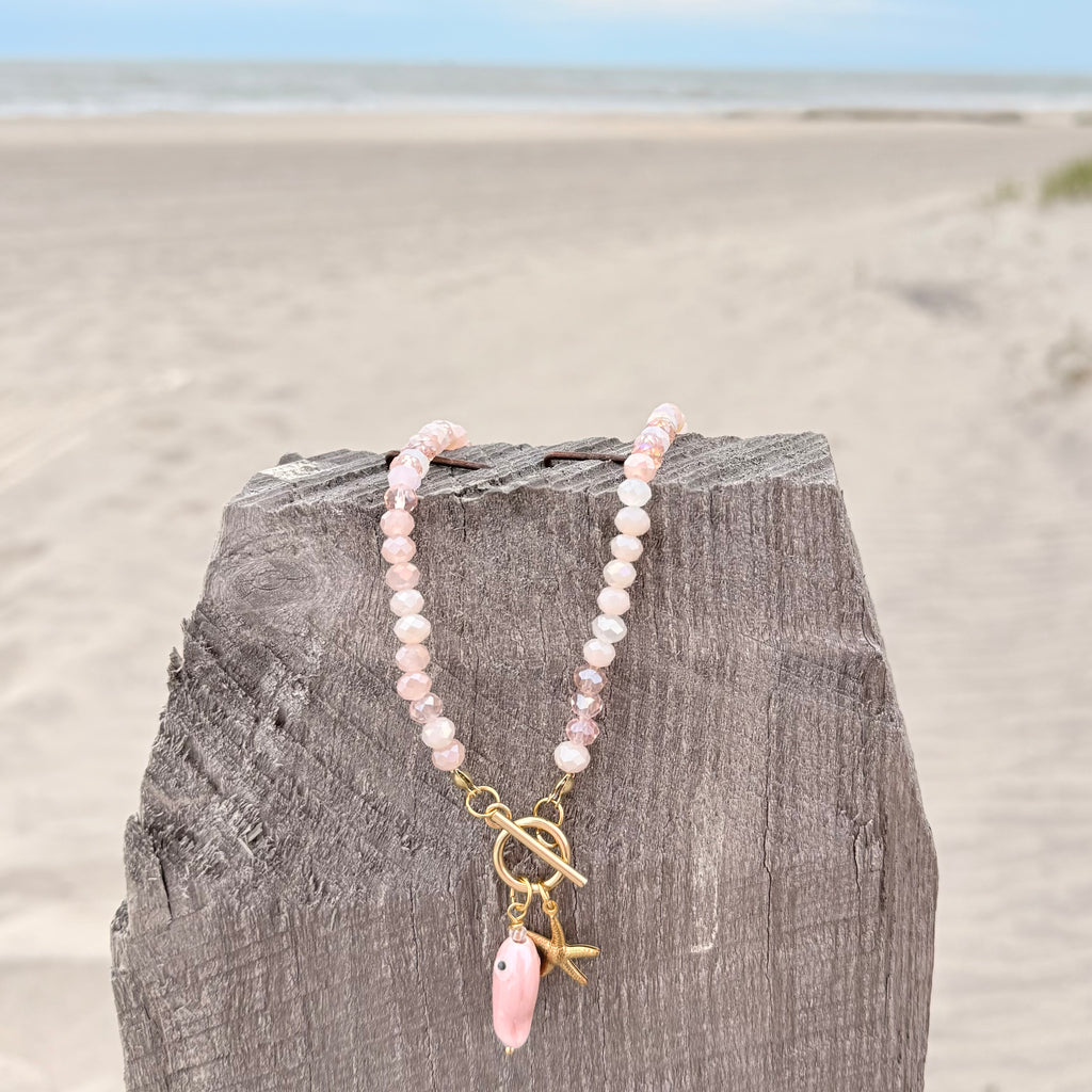 Pink Crystal Choker w/Fish