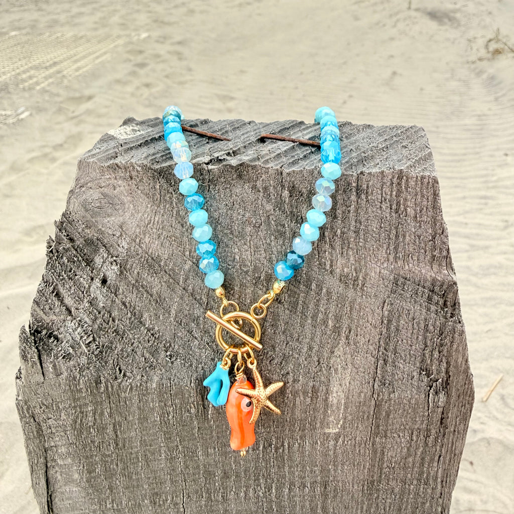 Blue Chrystal Choker w/Fish