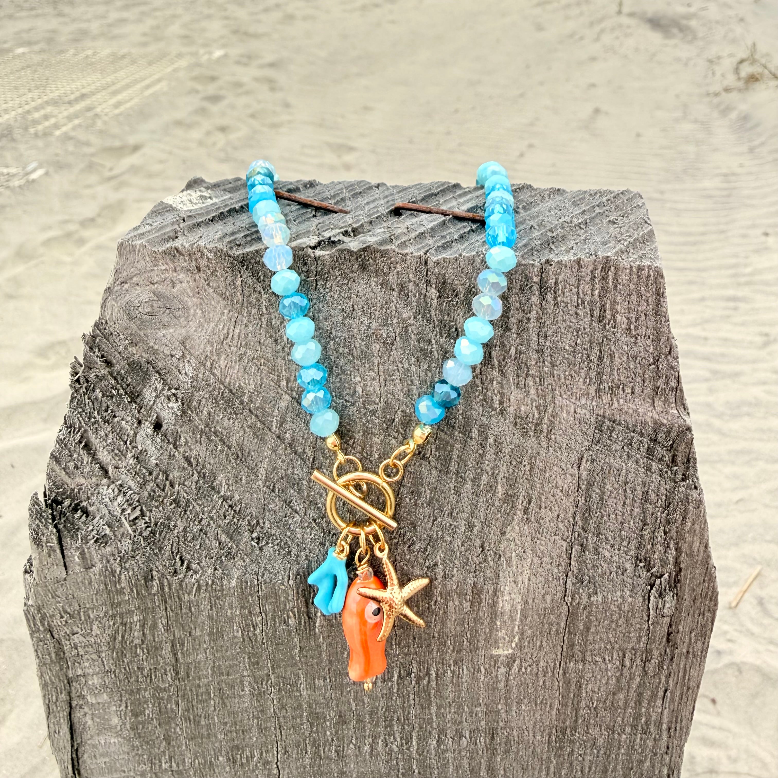 Blue Chrystal Choker w/Fish