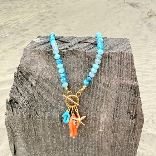 Blue Chrystal Choker w/Fish