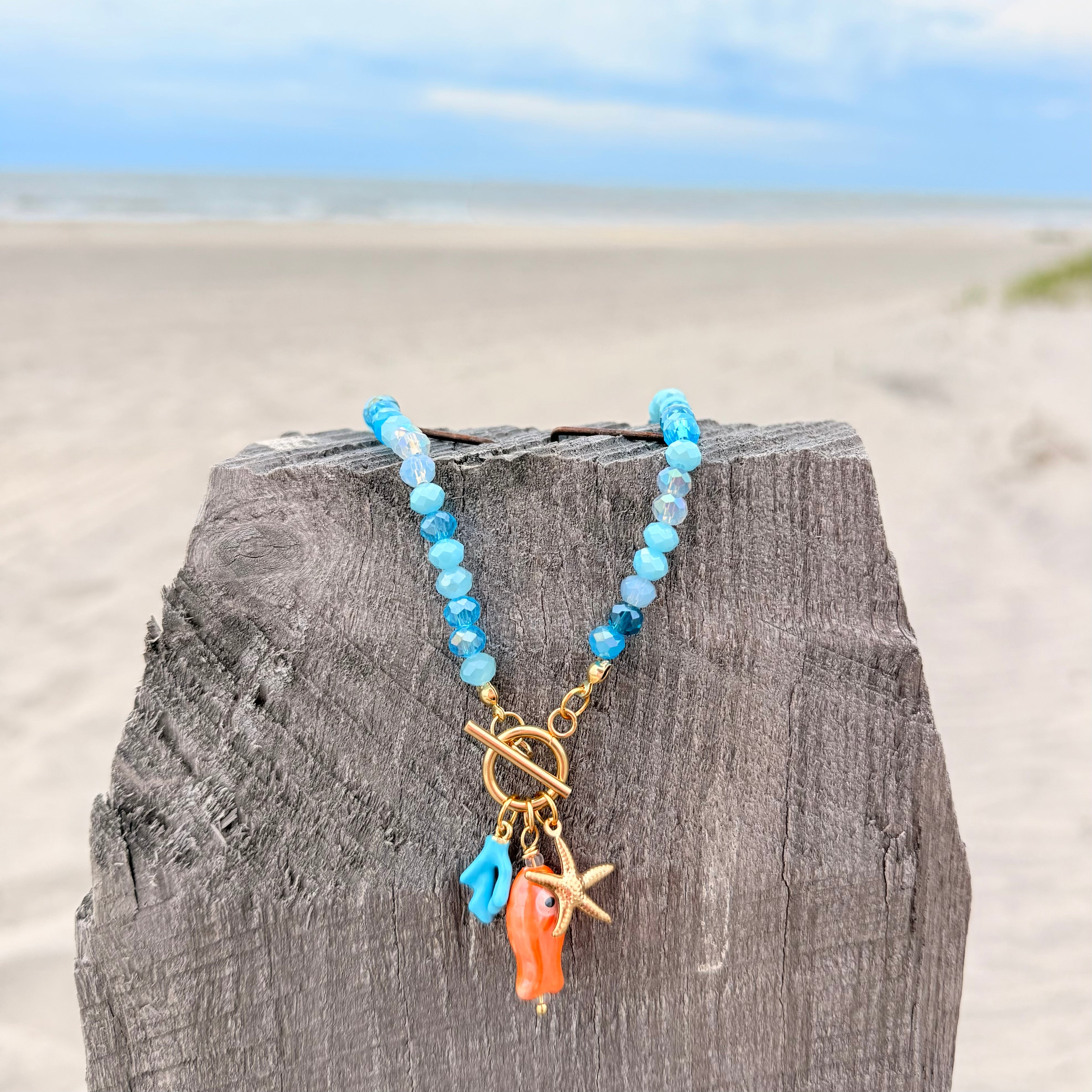 Blue Chrystal Choker w/Fish
