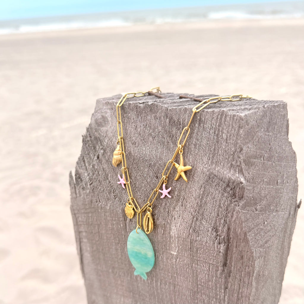 Blue Fish Charm Necklace