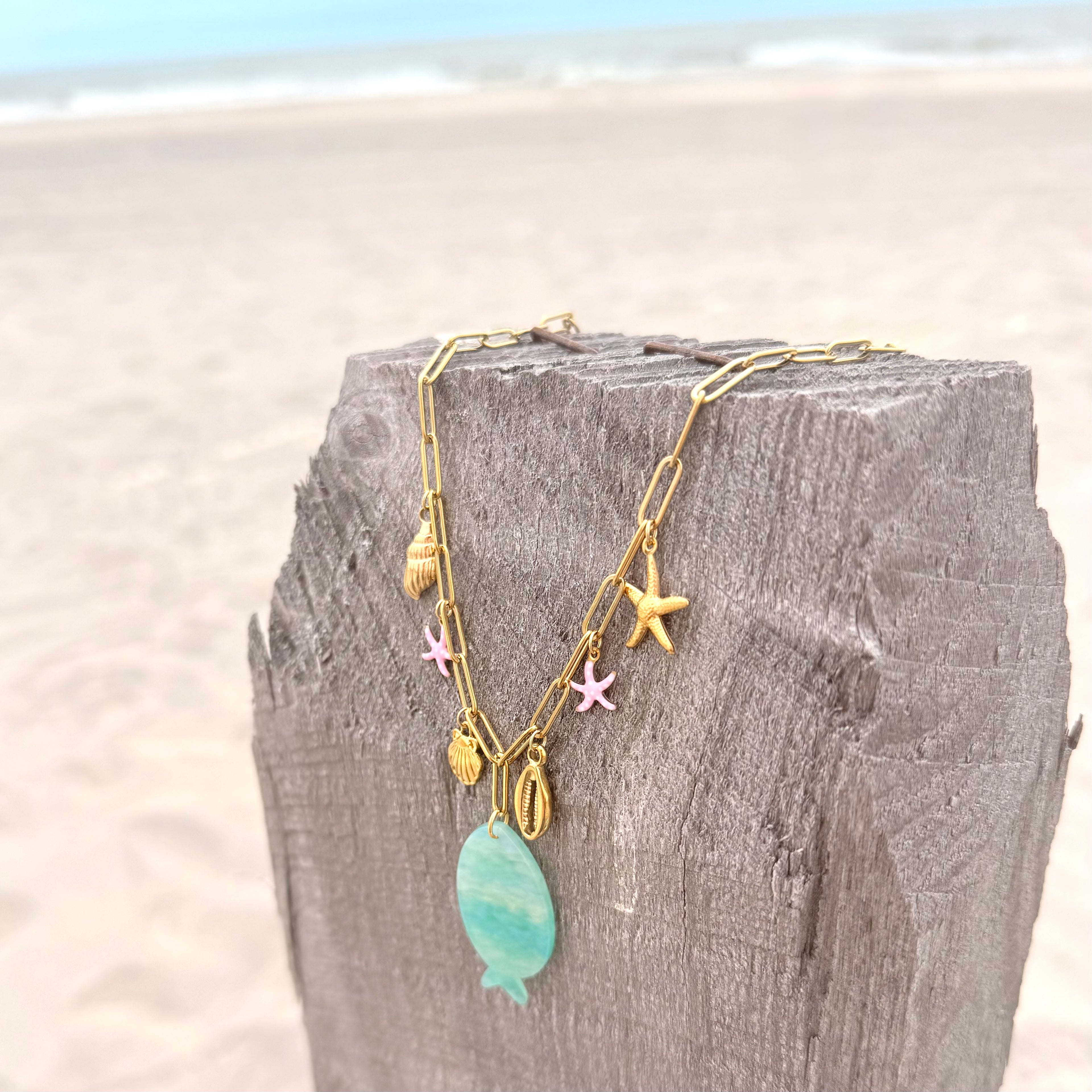 Blue Fish Charm Necklace