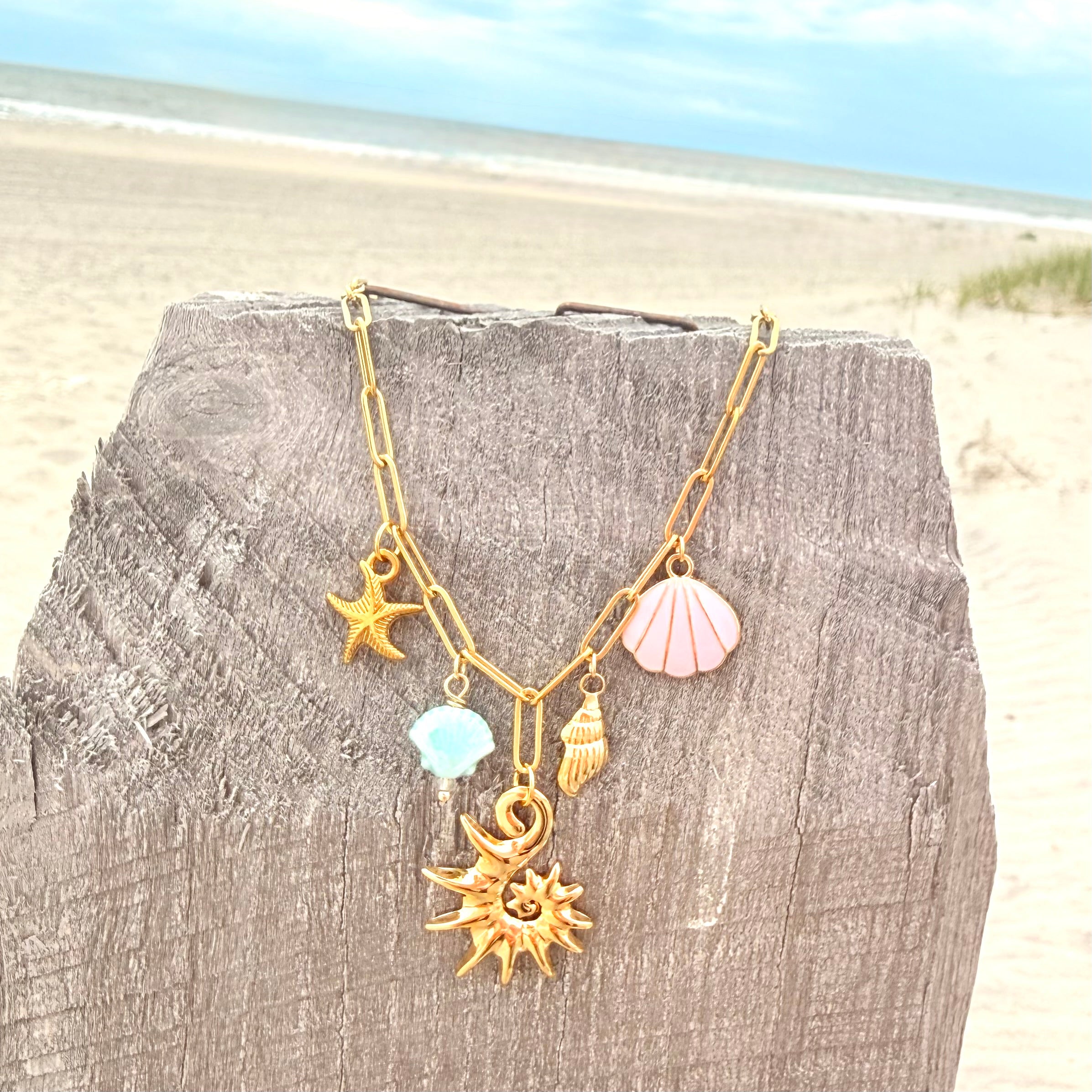 Retro Sun Charm Necklace