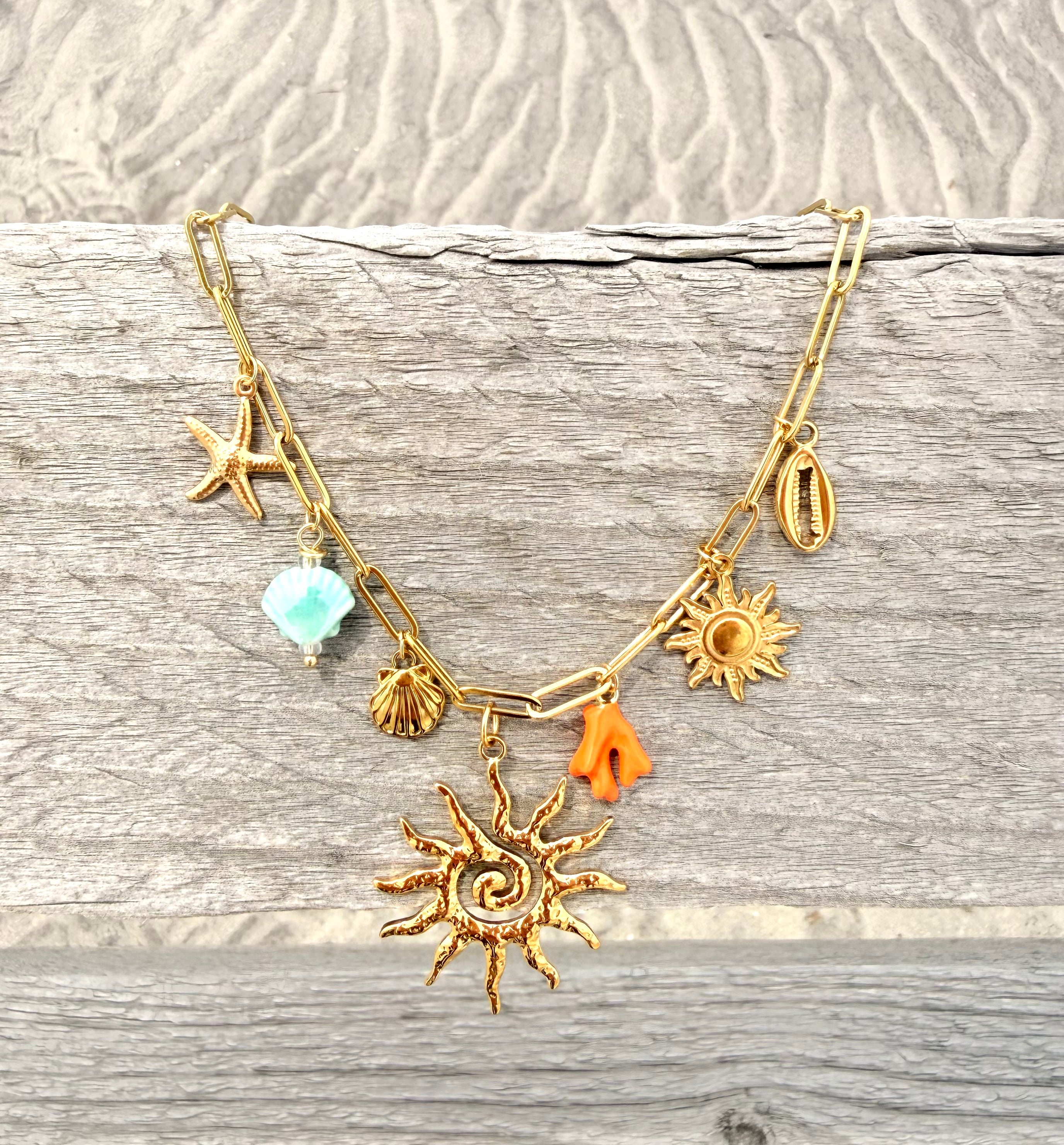 Sun Spiral Charm Necklace