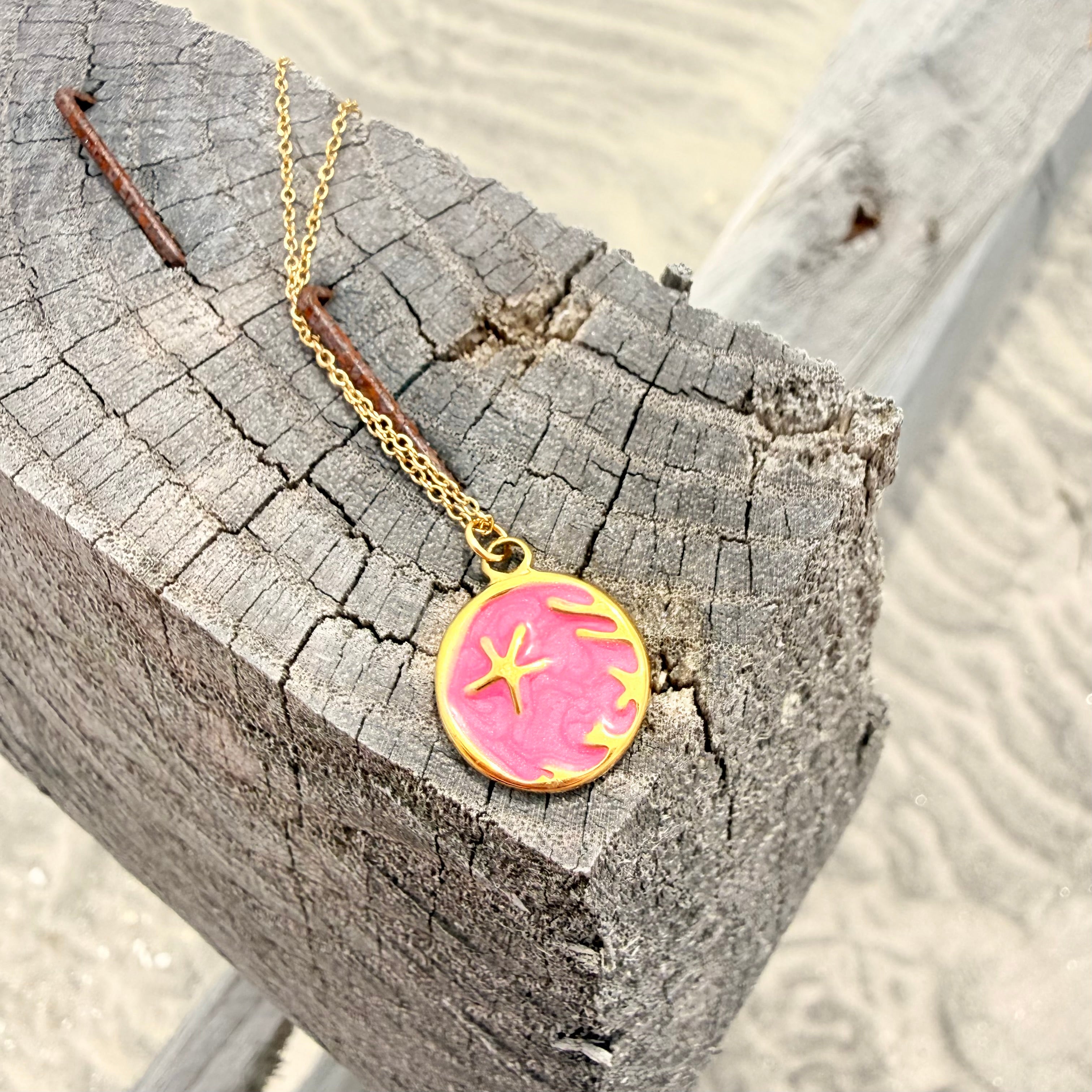 Hot Pink Starfish Pendant