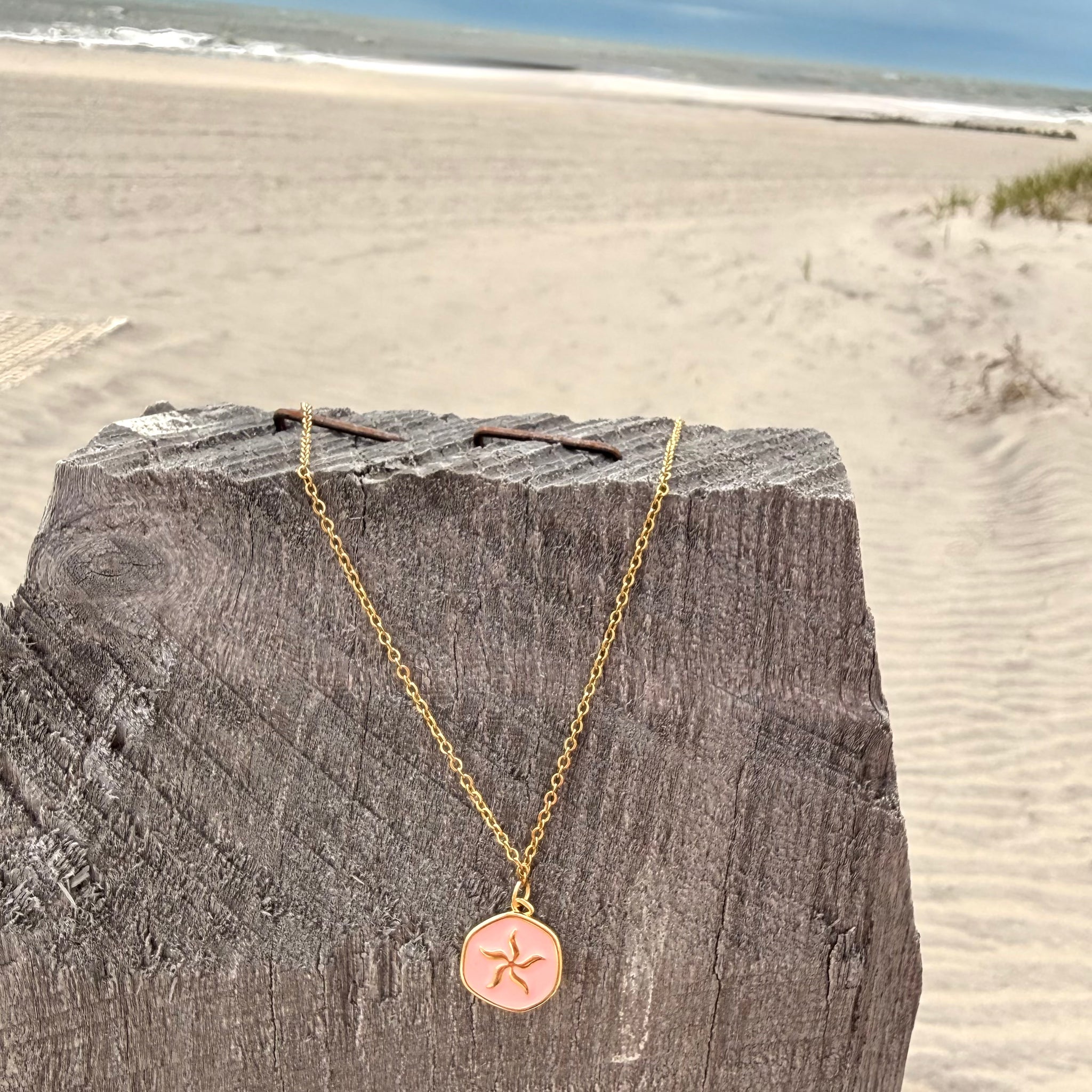 Pink Enamel Starfish Necklace