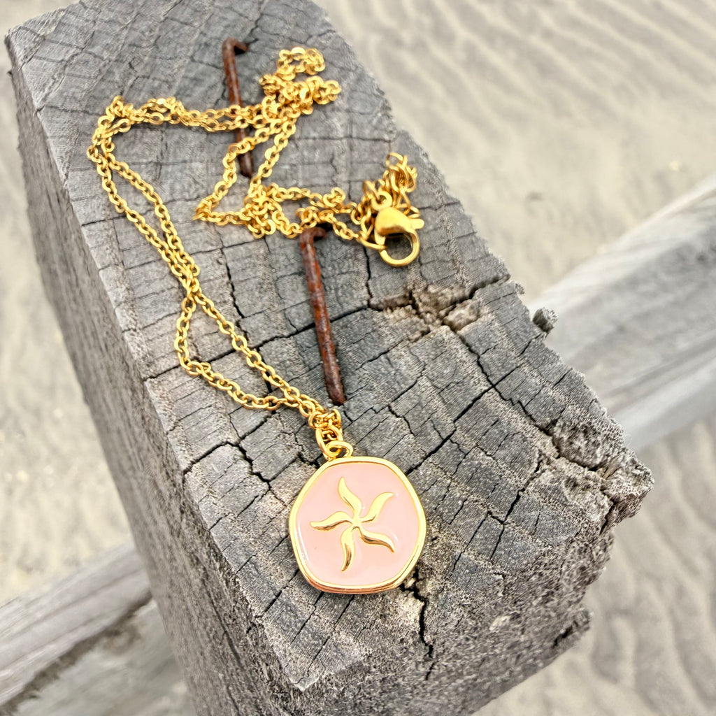 Pink Enamel Starfish Necklace
