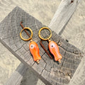 Orange Ceramic Fish Earrings